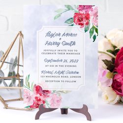 Wedding invitations with rose ready to print, JPG