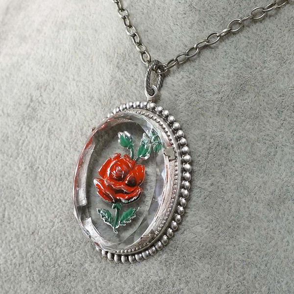 red-rose-flower-floral-clear-vintage-glass-intaglio-cameo-pendant-necklace-jewelry
