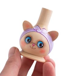 Wooden whistle cute cat Kids wind instrument Speech therapy game Breathing exercises Penny-trumpet kitten