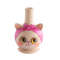 wooden cat whistle with bright pink headband