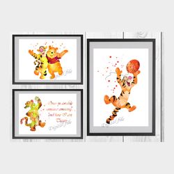 Winnie the Pooh Disney Set Art Print Digital Files nursery room watercolor