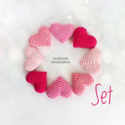 Pink hearts, Rainbow heart, Red Hearts, Little Valentine hearts, Soft hearts, Decorative colorful hearts.