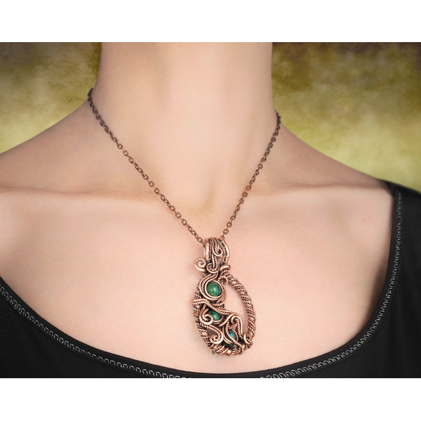 Wire wrapped copper necklace with natural chrysocolla  (4).jpeg