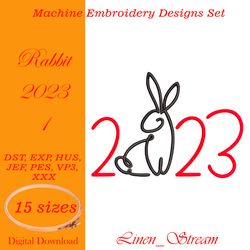 2023 rabbit embroidery design in fifteen sizes in 9 formats