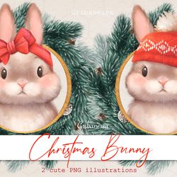 Christmas Bunny PNG. Cute clipart. Christmas clipart. Bunny PNG clipart