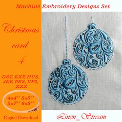 Christmas card 4 embroidery design in four sizes in 9 formats