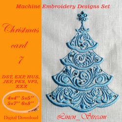 Christmas card 7 embroidery design in four sizes in 9 formats