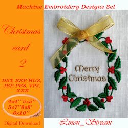 Christmas card 2 embroidery design in five sizes in 9 formats