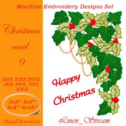 Christmas card  9 embroidery design in four sizes in 9 formats