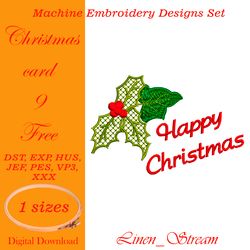 Christmas card  9a embroidery design in1 sizes in 9 formats