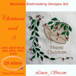 Happy Christmas embroidery design in 15 sizes in 9 formats