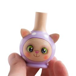 Custom wooden whistle cute kitten Kids wind instrument Speech therapy game Breathing exercises Penny trumpet cat