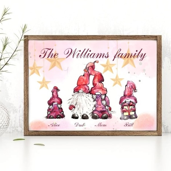 Personalized Christmas Family Print, Gnome Family Portrait, | Inspire ...
