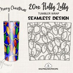 20 Oz HOBBY LOBBY Tumbler Wrap / Christmas Lights Burst tumbler template / Seamless design - HL-10
