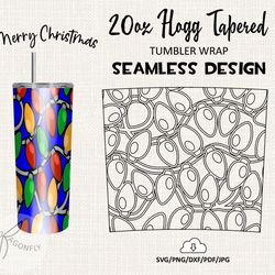 20 Oz HOGG Tatered Tumbler Wrap / Christmas Lights Burst tumbler template / Seamless design - HT-10