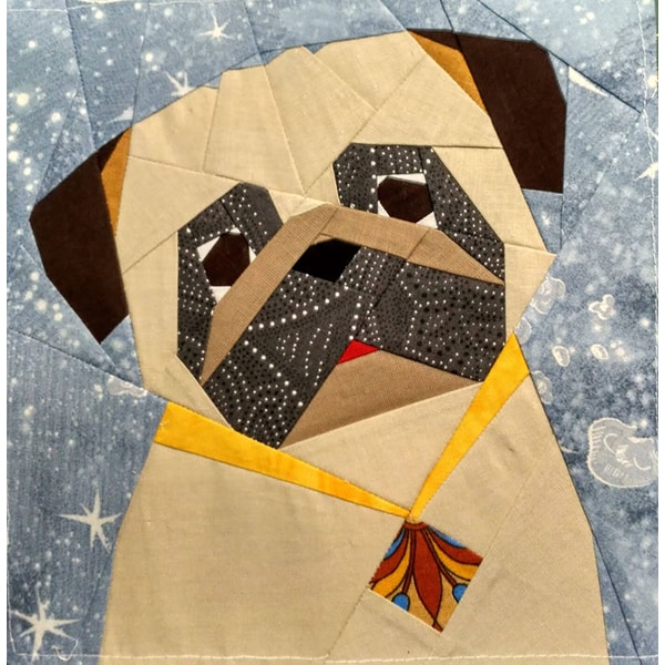 Pug Block Pug Quilt Block PDF Pattern 2 (tilted) – 4 versions (right/l | Inspire ...