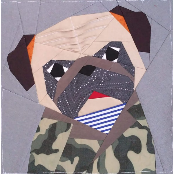 Pug Block Pug Quilt Block PDF Pattern 2 (tilted) – 4 versions (right/l | Inspire ...