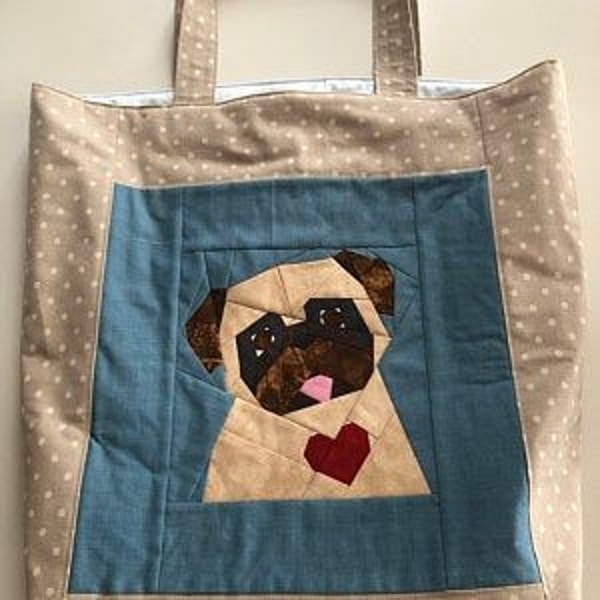 Pug Block Pug Quilt Block PDF Pattern 2 (tilted) – 4 versions (right/l | Inspire ...