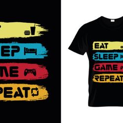 eat sleep game repeat t-shirt mug design digital downloads