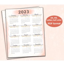 Printable Calendar, Printable Calendar 2023, Printable Planner, 12