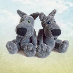 Big plush toy Wolf, Friend for a little boy, Soft grey wolf, Crochet cute toy for baby