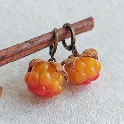 Cloudberry Earrings. Fruit Earrings. Realistic Food Jewelry. Cottagecore Earrings. Vegan Aesthetic Earrings. Handmade