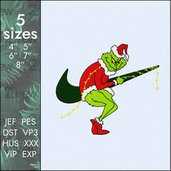 Nike Grinch Embroidery Design, steals garland Christmas logo, 5 sizes