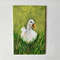White duck in the meadow small impasto painting 2