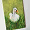 White duck in the meadow small impasto painting 3