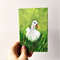 White duck in the meadow small impasto painting 4