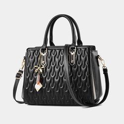Womens Quilted Detail Top Handle Bag With Bag Charm