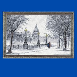 winter landscape | machine embroidery design | photo stitch | painting | wall decor | digital embroidery download