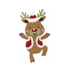 Christmas Reindeer | Santa with horns |Festive Machine Embroidery Design | Cute Animals | Santa Hat | Christmas Party |