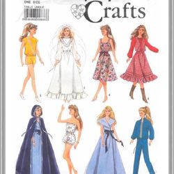 Digital - Vintage Barbie Sewing Pattern - Wardrobe Clothes for Dolls 11-1/2" - 12-1/2" - Vintage 1980s - PDF"