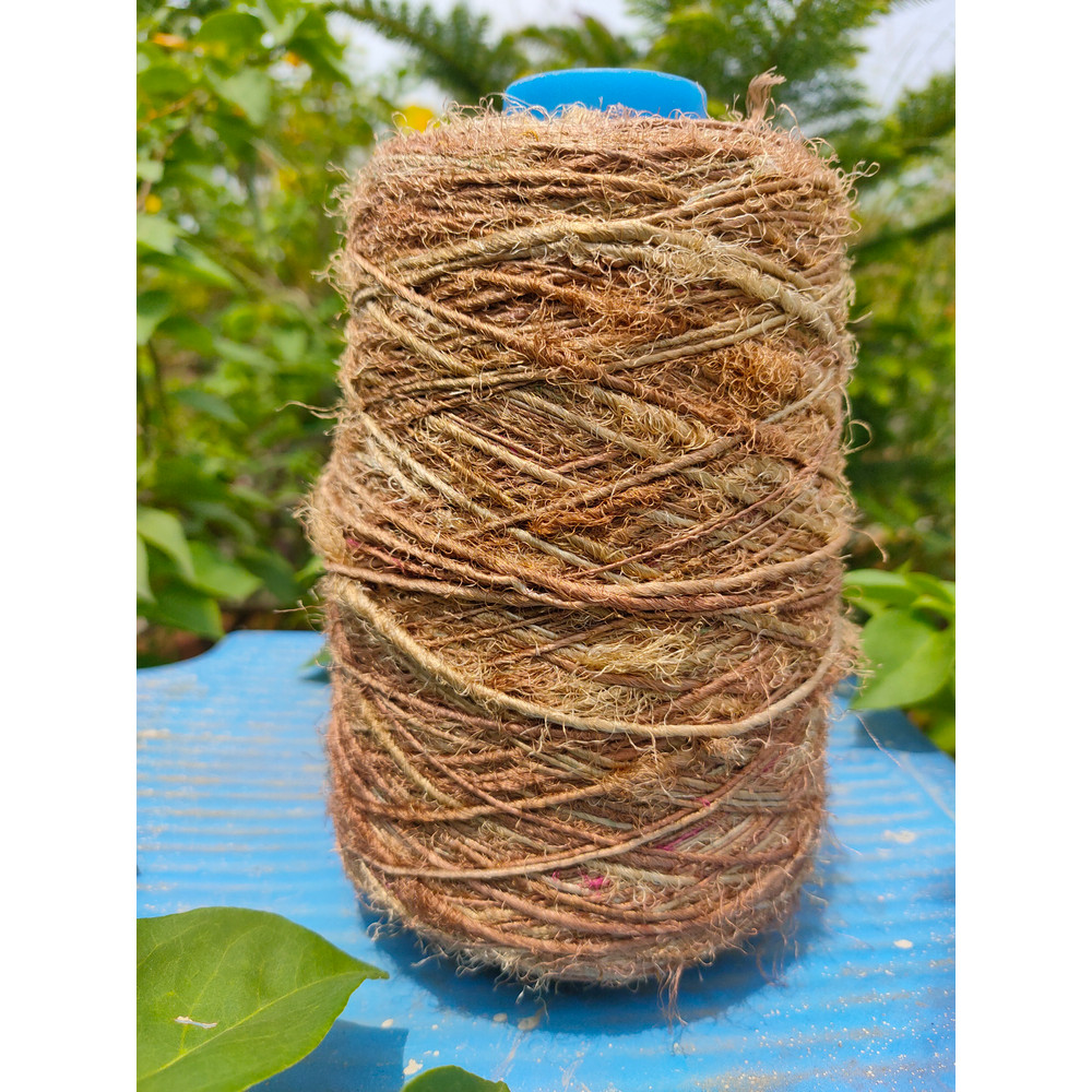 Recycle Sari Silk Yarn Prime Khakhi (1) SilkRouteIndia.jpg