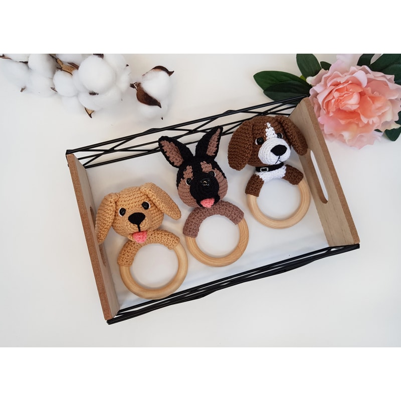 Crochet Patterns Set baby rattle dog – German Shepherd, Labr | Inspire ...