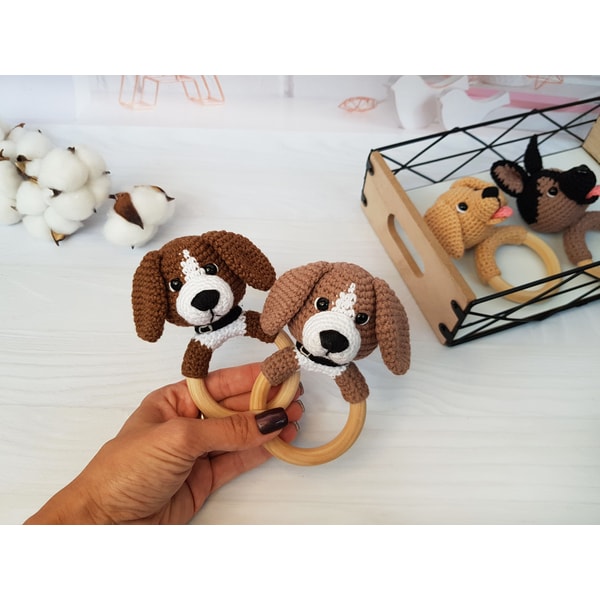 Crochet Patterns Set baby rattle dog – German Shepherd, Labr | Inspire ...