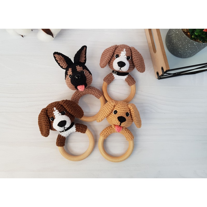 Crochet Patterns Set baby rattle dog – German Shepherd, Labr | Inspire ...