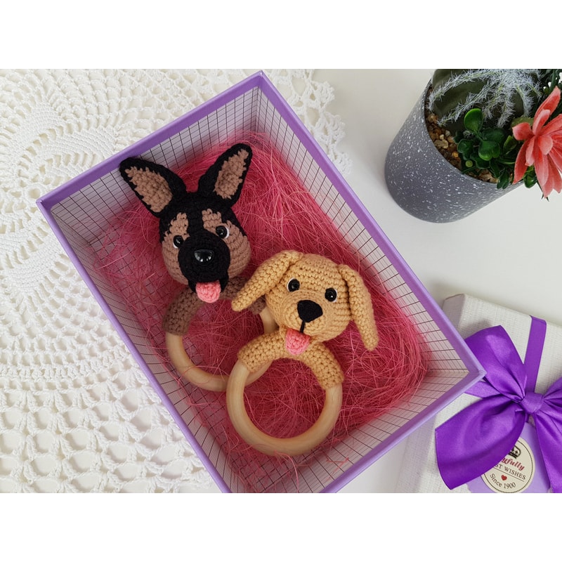 Crochet Patterns Set baby rattle dog – German Shepherd, Labr | Inspire ...