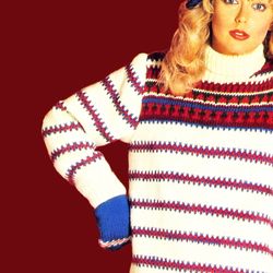 Vintage Knitting Pattern 01 Jacquard Sweater Women