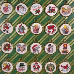 Vintage 50 Round Mini Christmas Ornaments 08 cross stitch pattern PDF Classic Holiday Designs 2-3 inch Instant Download