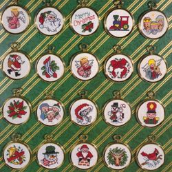 vintage 50 round mini christmas ornaments 08 cross stitch pattern pdf classic holiday designs 2-3 inch instant download