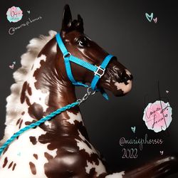 LSQ Turquoise Breyer Halter & Lead Rope set | custom model horse tack | traditional scale 1:9 toy accessory MariePHorses
