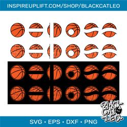 Basketball SVG Bundle. Distressed split basketball ball set.