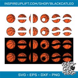 basketball svg bundle. distressed split basketball ball set.