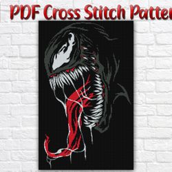 Venom Cross Stitch Pattern / Marvel Cross Stitch Pattern / Avengers Cross Stitch Pattern / Tom Hardy Cross Stitch Chart