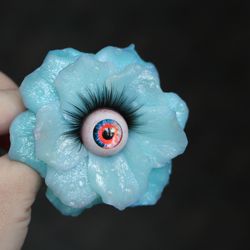 Wild blue flower brooch, Creepy jewelry, Creepy valentine