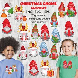 Christmas Gnomes With Gifts Sublimation Design. SVG PNG EPS Gnome Clipart