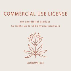 Commercial Use License of one digital product (1 listing) for sales of physical products up to 500 units