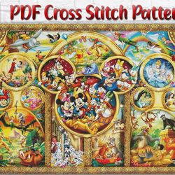 Disney Cross Stitch Pattern / Large Stained Glass Cross Stitch Pattern / Mickey Mouse Instant Cross Stitch PDF Chart